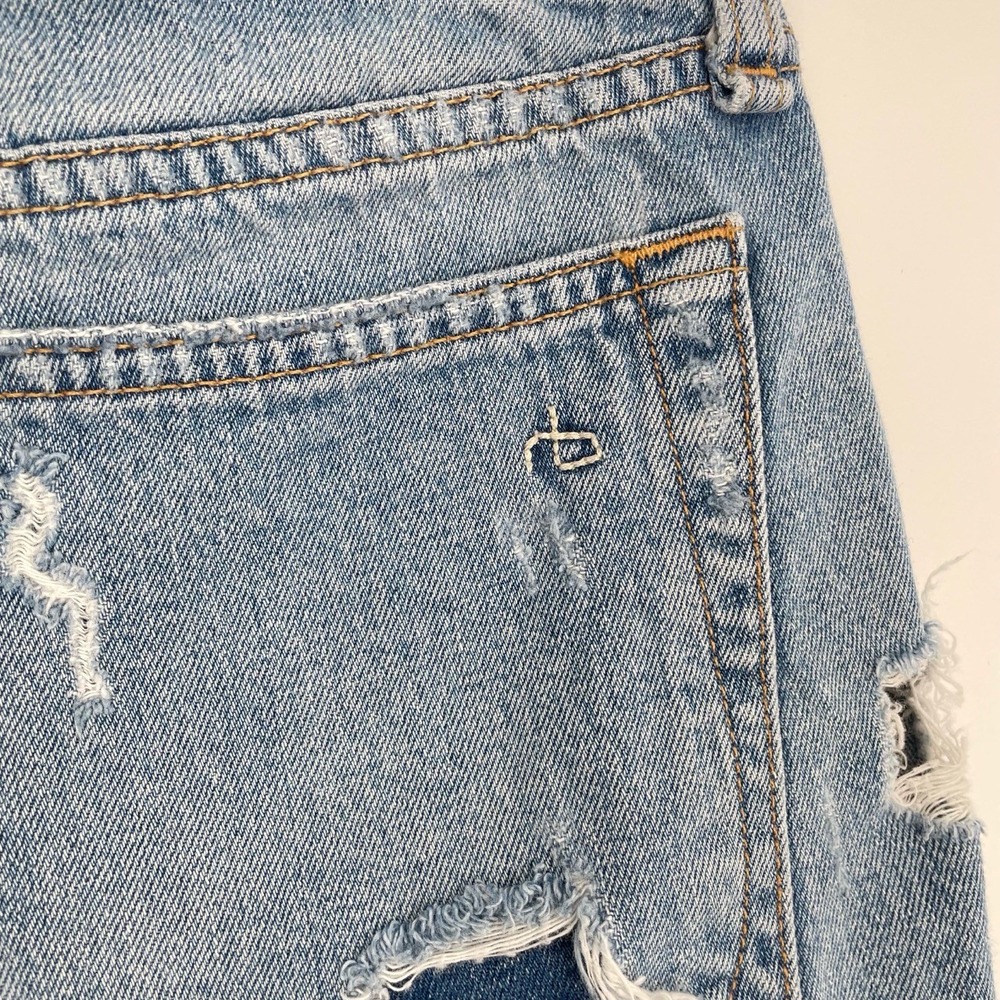 Rag & Bone Women's Blue Heavy Rips Rolled Hem Distressed Denim Shorts Size 24 - Picture 10 of 11